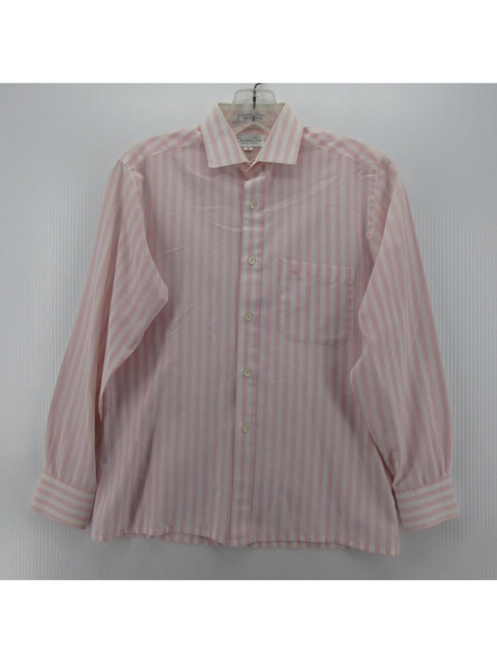 VINTAGE Christian Dior Shirt Boys Youth 16 White Button Up Striped Woven *